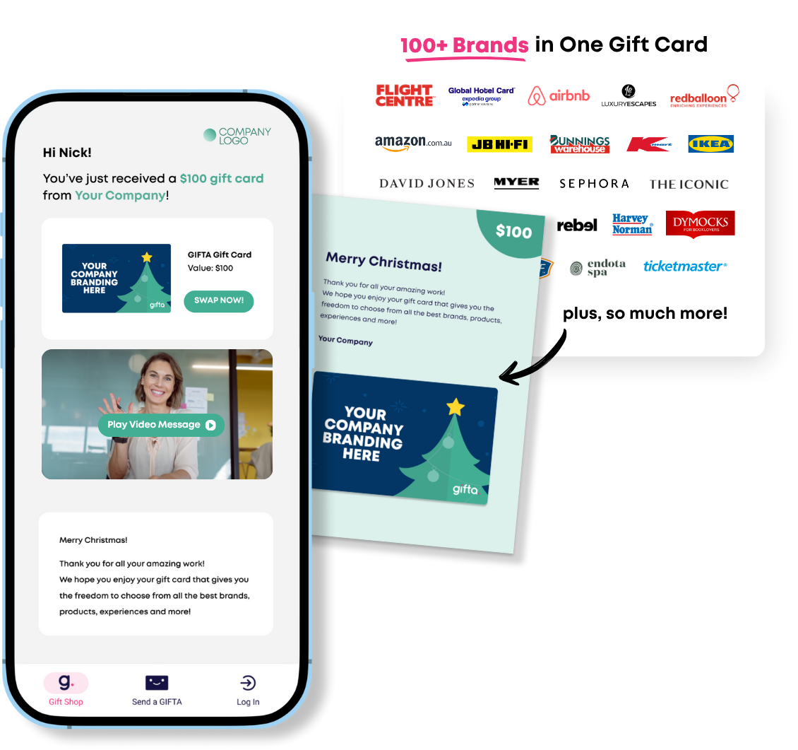 GIFTA gift cards - 100+ brands in one gift card with custom company branding